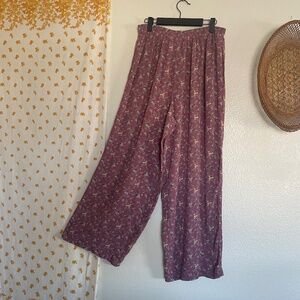 Vintage AKF Floral Rayon Pull On Pants Made in USA Boho